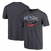 New Orleans Pelicans Heather Navy Distressed Team Logo Fanatics Branded Tri-Blend T-Shirt